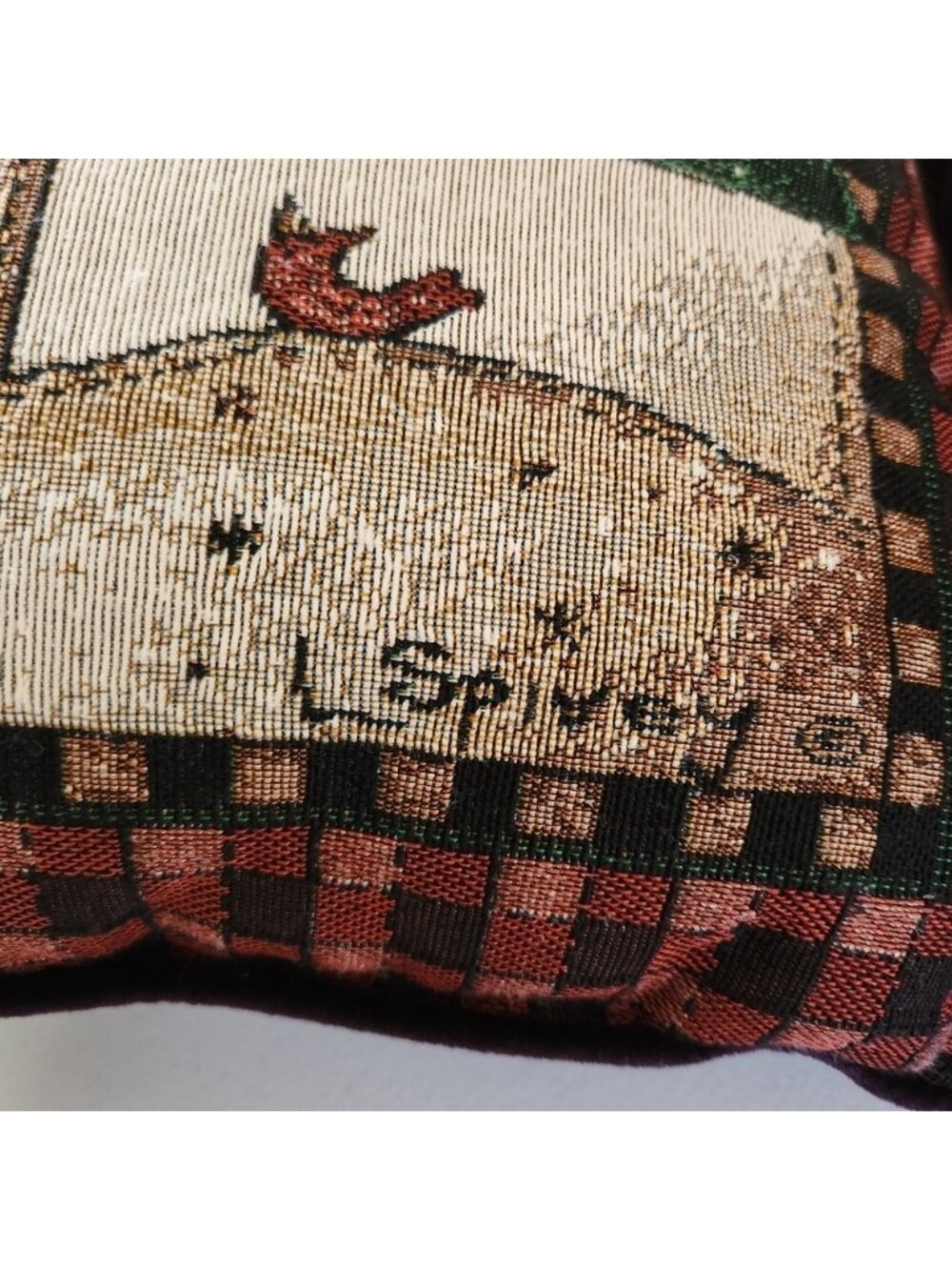 L Spivey Tapestry Throw Pillows Set Of 2 Christmas Tree Red Cardinal 14" Square - Picture 3 of 8
